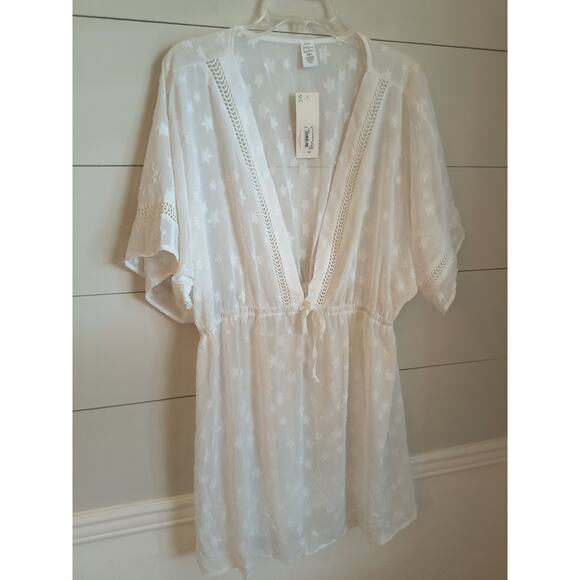 Peyton & Parker Starfish Swim Cover Dress Women's Sz XXL White Short Sleeve - Picture 5 of 14